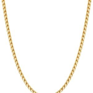 Men's Gold-Plated Wheat Chain – Stainless Steel; Widths: 2/2.5/3/4/5mm; Lengths: 16–28 Inches; Ideal Gift