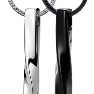 Stainless steel pendant necklace (twisted square bar pendant with chain)