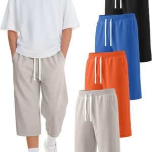 Boys' Wide-Leg Cropped Pants (4-Pack, Ages 7-16)