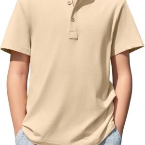 Boys' Summer Casual Short-Sleeve Button-Front T-Shirt (Ages 5-14)