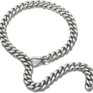 Men's Silver Stainless Steel Hip-Hop Miami Curb Chain Link-style chain with extender