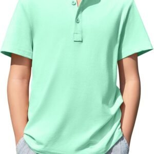 Boys' Summer Casual Short-Sleeve Button-Front T-Shirt (Ages 5-14)