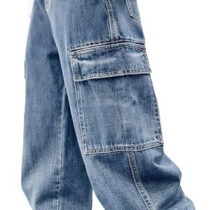 Boys' Utility-Style Jeans (Loose Fit, Elastic Wide-Leg, with Pockets, Ages 5-14)