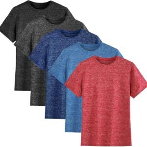 Boys' Athletic Quick-Dry Short-Sleeve T-Shirt 5-Pack (Ages 5-18)
