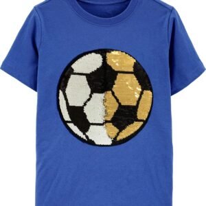 Toddler Boys' Reversible Sequin T-Shirt (Dinosaur/Truck Graphic Cotton Short-Sleeve Top)